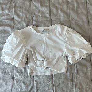 Zara Ribbed Puff Sleeve Top - Size S